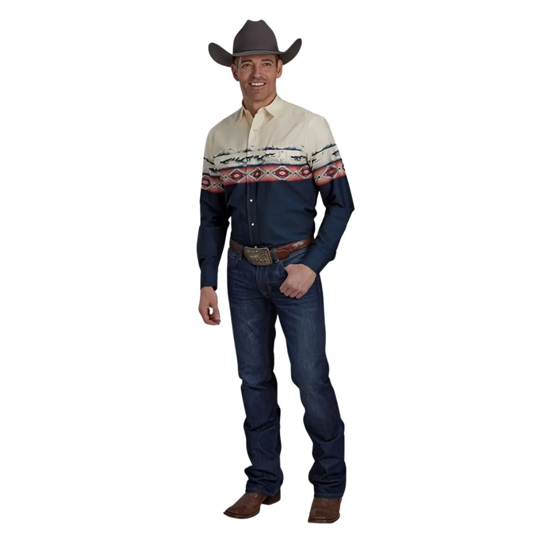 Roper Men's Button Up Shirt Open Range Border - Image 3