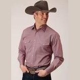 Roper Men's Crosshatch Squares Tone Long Sleeve