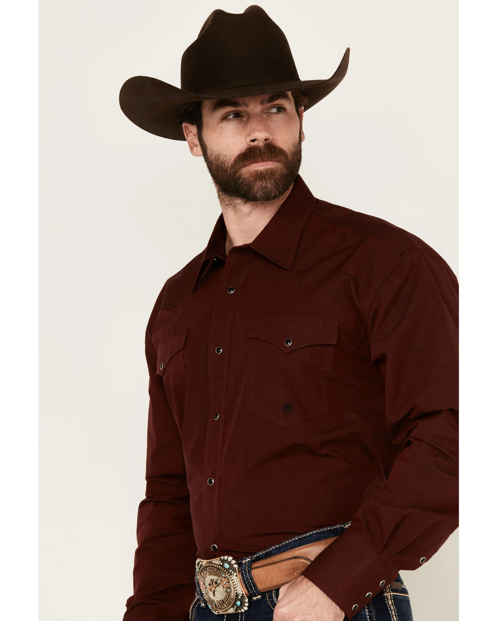 Roper Men's Long Sleeve Burgundy - Image 2