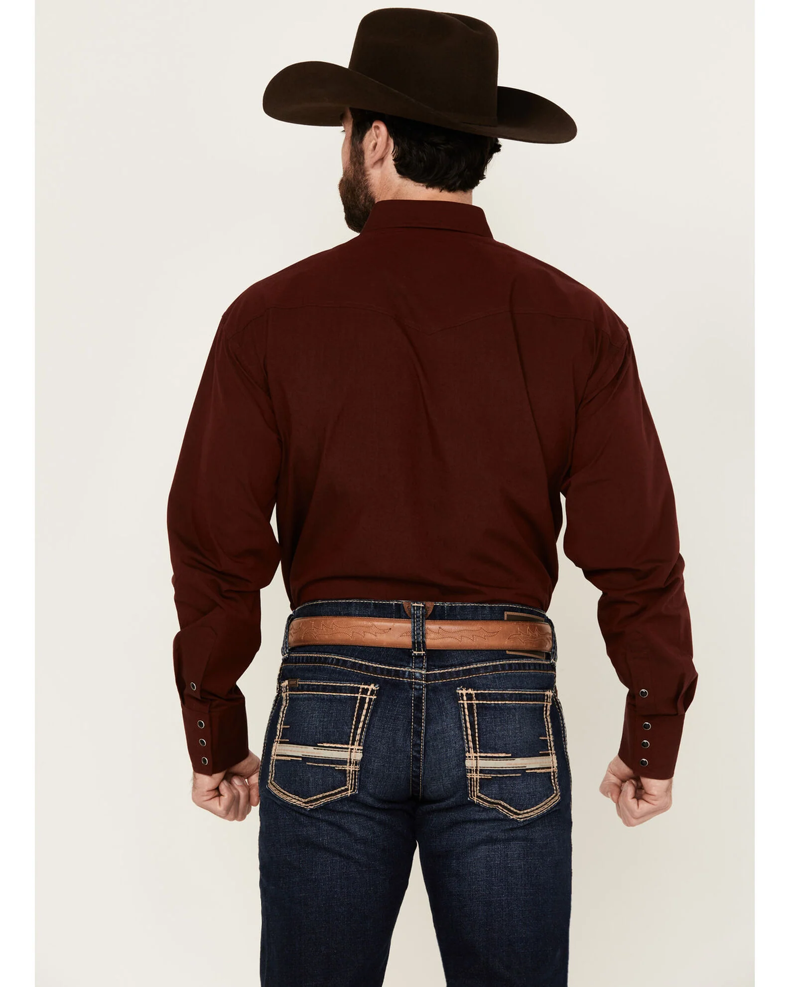 Roper Men's Long Sleeve Burgundy - Image 4