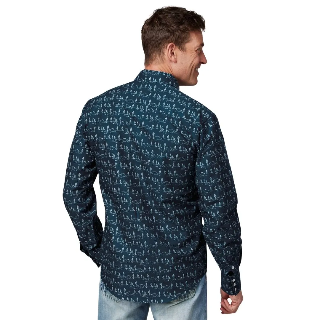 Roper Men's Performance All Over Desert Stripe Print Blue - Image 2