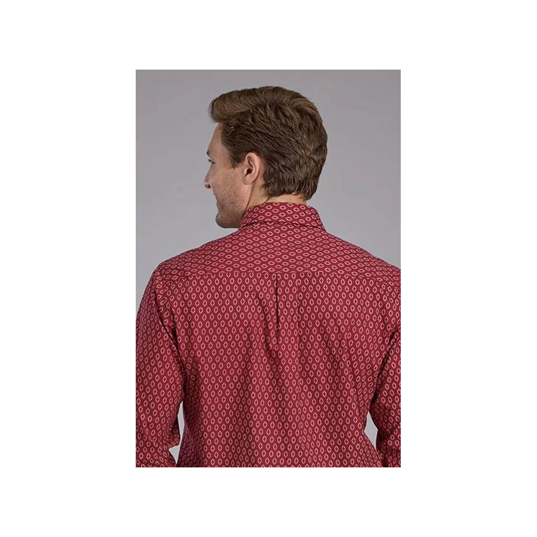 Roper Men's Red Geo Print Snaps Western Shirt - Image 2