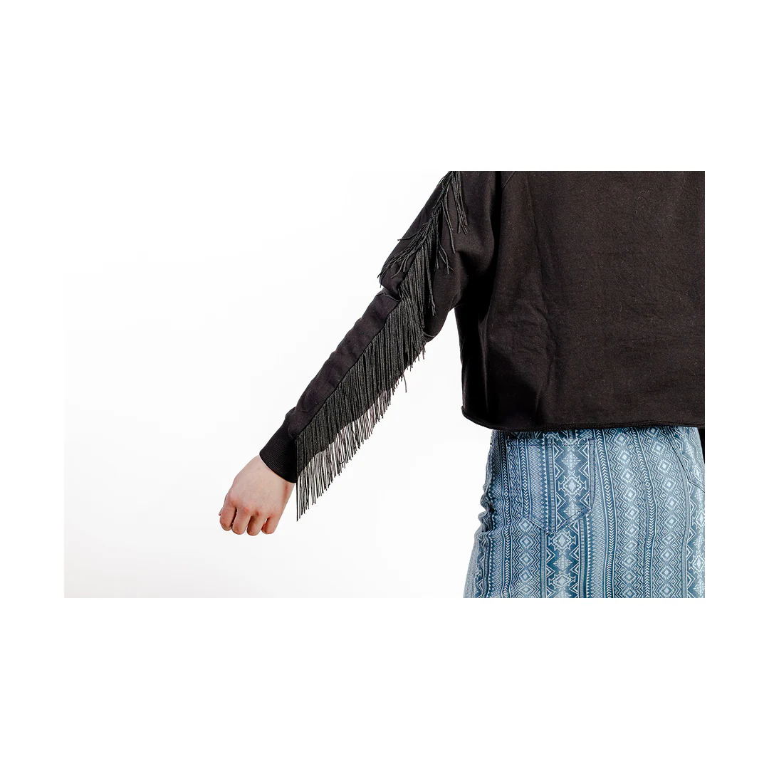 Roper Women's Fleece Long Sleeve w/ Fringe Black - Image 4