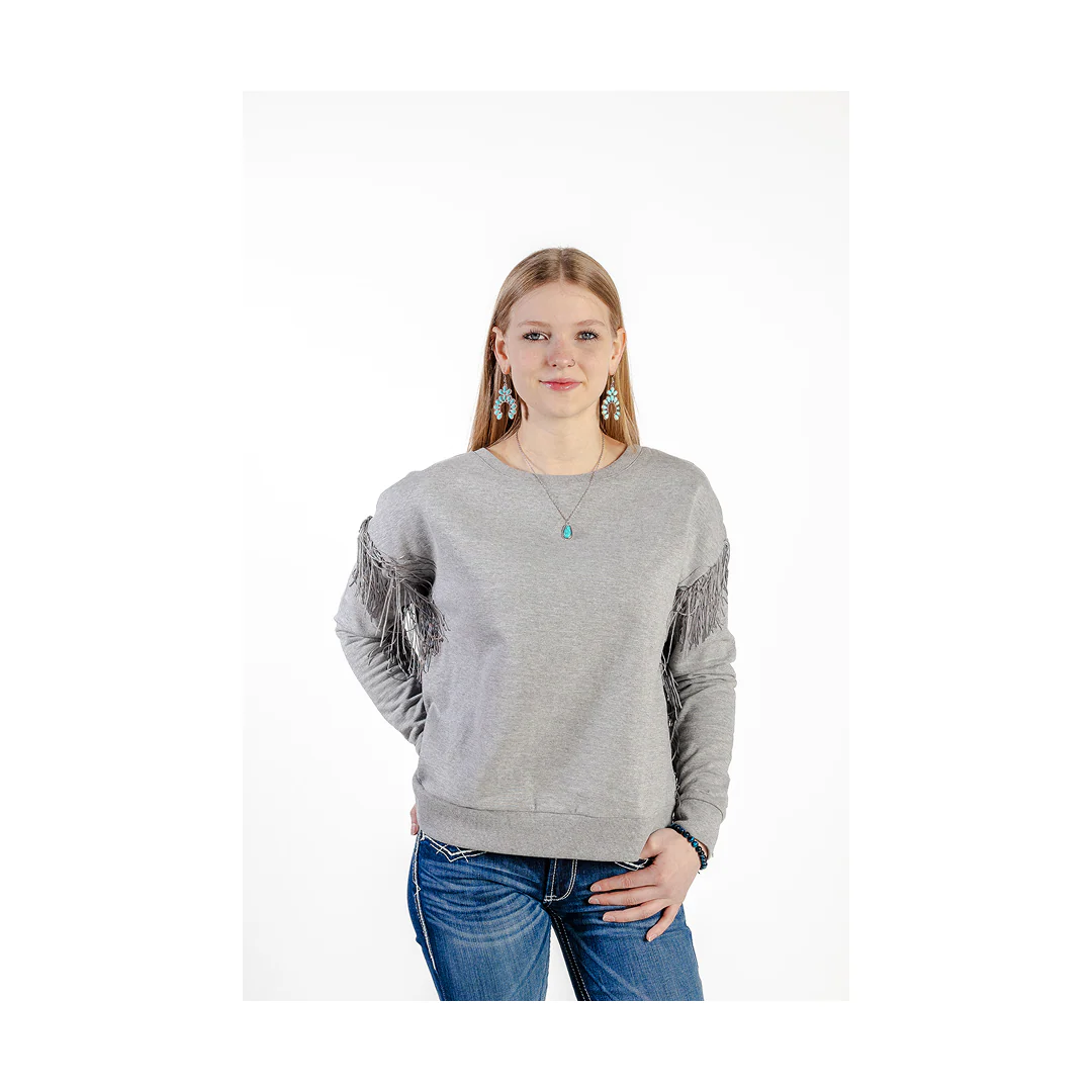 Roper Women's Heather Grey Fleece Long Sleeve Top