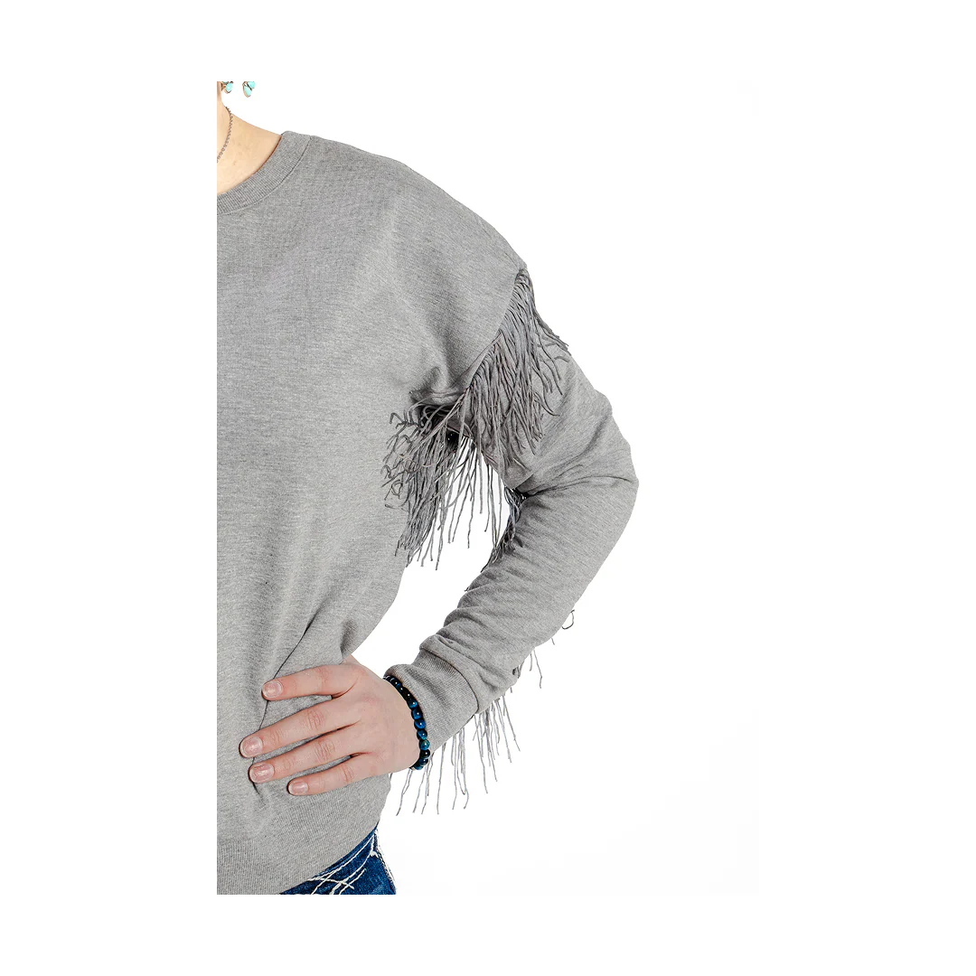 Roper Women's Heather Grey Fleece Long Sleeve Top - Image 4