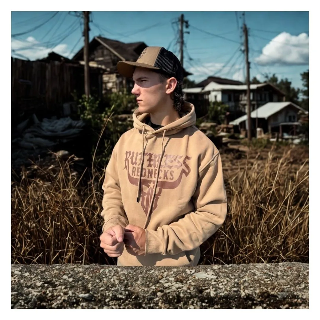 Ruthless Rednecks Men's Raw Talent V2 Heavyweight 10 oz Hoodie Sandstone - Image 2