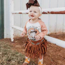 Shea Baby Girl's Brown Fringe Skirt - Image 3