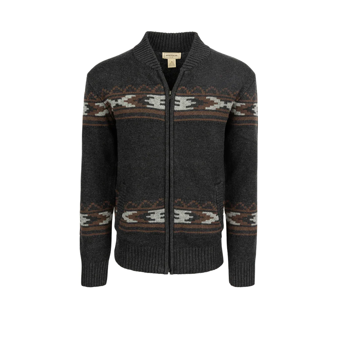 Stetson Men's Full-Zip Horizontal Aztec Print Knit Sweater - Image 6