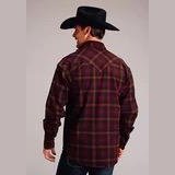 Stetson Men's Wine Black Camel Plaid Mens Long Sleeve Shirt - Image 2