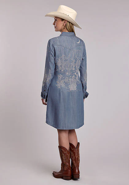 Stetson Women's Denim Shirt Dress with Lavish Embroidery - Image 3