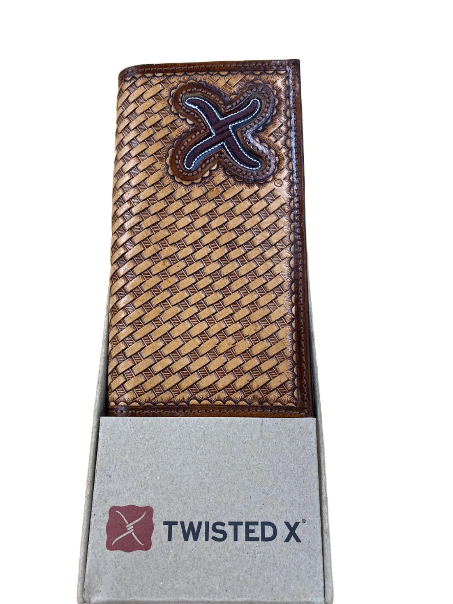 Western Fashion Accessories Twisted X Basket Stamped Logo Leather Wallet