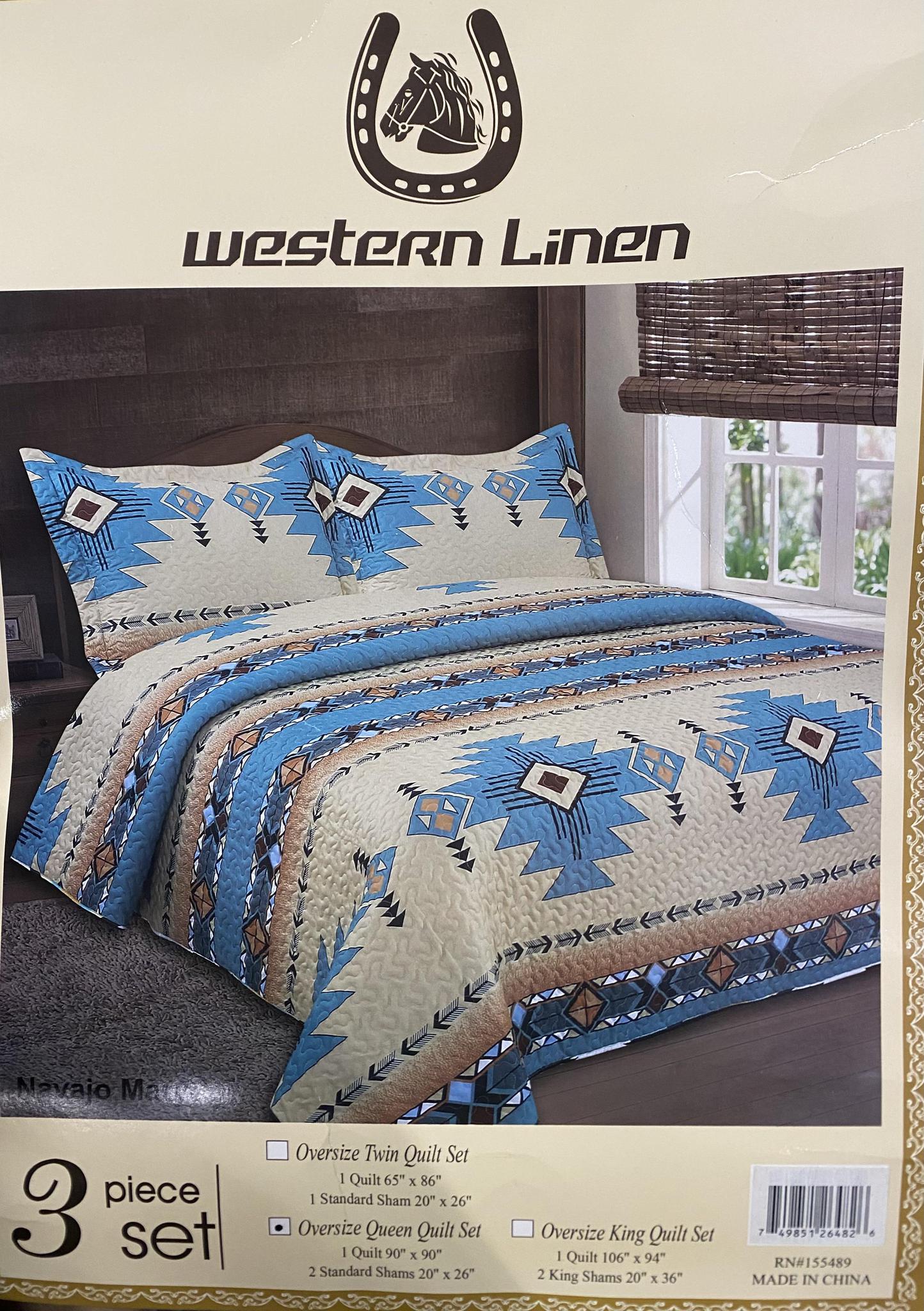 Western Linen 3 Piece Quilt Set