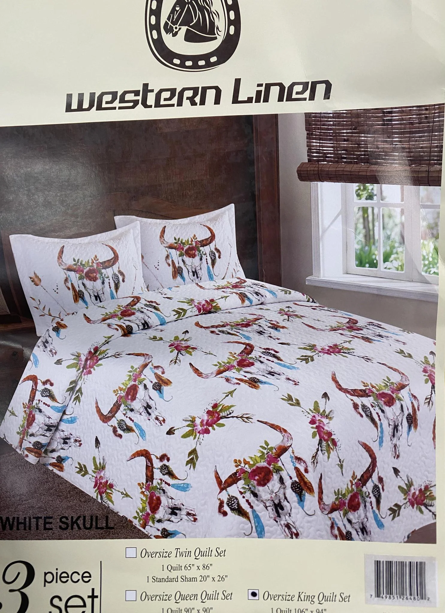 Western Linen 3 Piece Quilt Set - Image 2