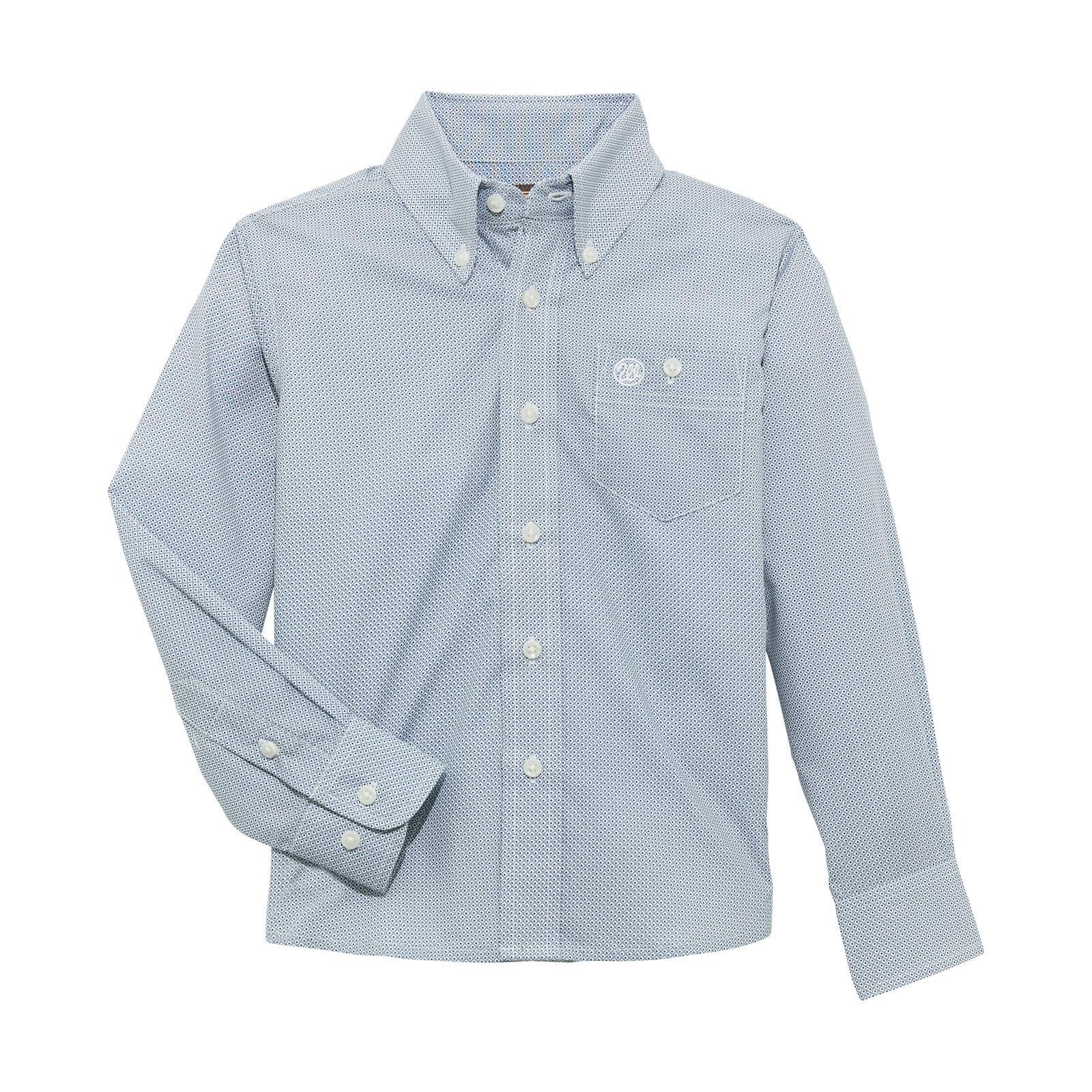 Wrangler Boy's Classic Long Sleeve Shirt- Blue