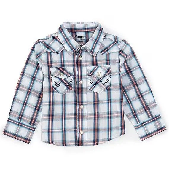 Wrangler Boy's/ Toddler Button Up Long Sleeve Multi Plaid Woven Shirt