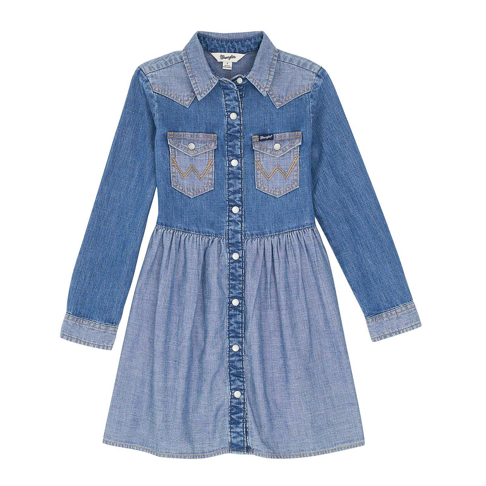 Wrangler Girls Western Snap Denim Dress