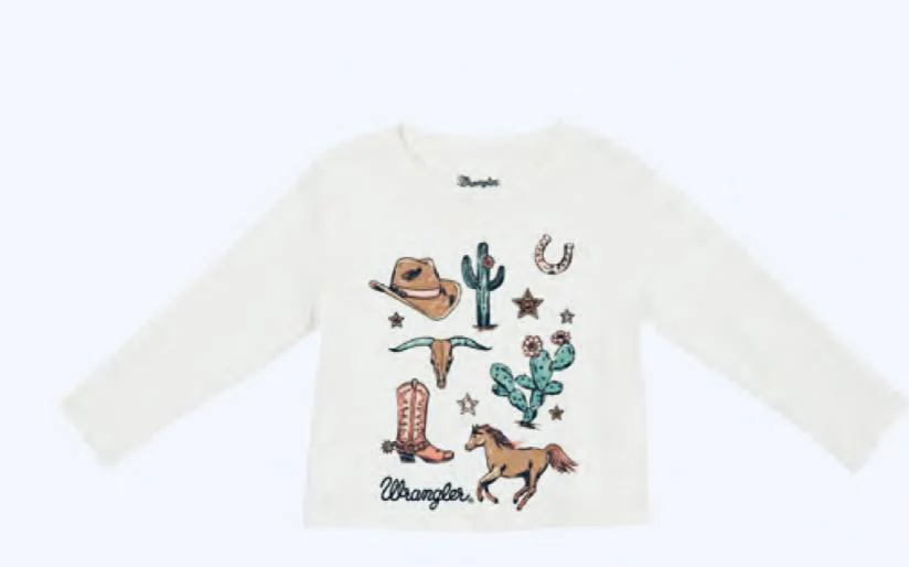 Wrangler Infant/Toddler Girl's Long Sleeve Top In White