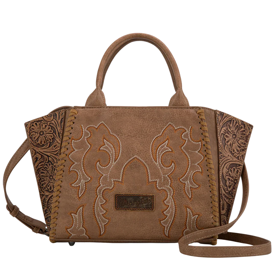 Wrangler Khaki Embroidered Concealed Carry Crossbody Tote