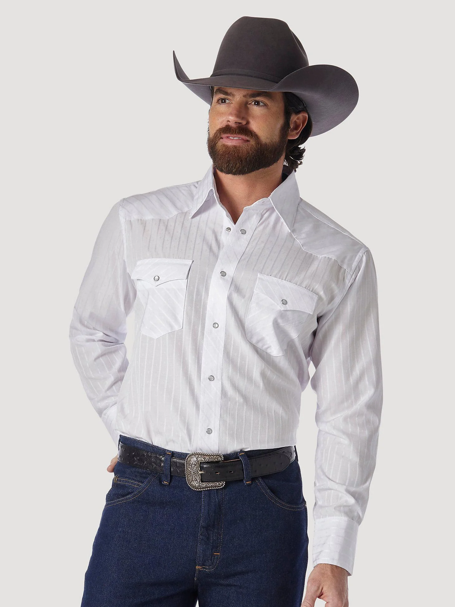 Wrangler Men’s Sport Western Snap Shirt - White