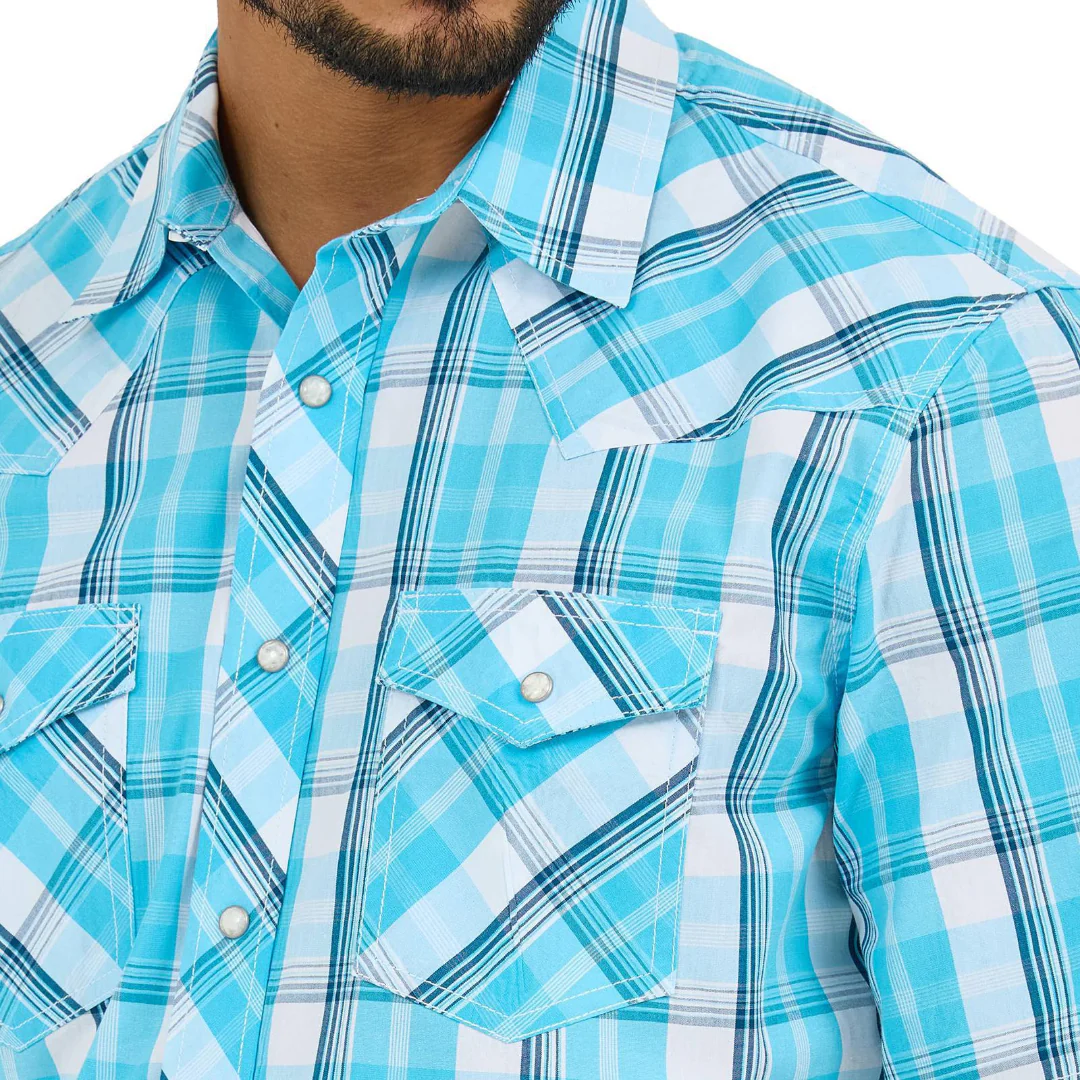 Wrangler Men's 20X Competition Advanced Comfort Short Sleeve Shirt - Classic Fit Turquoise - Image 2
