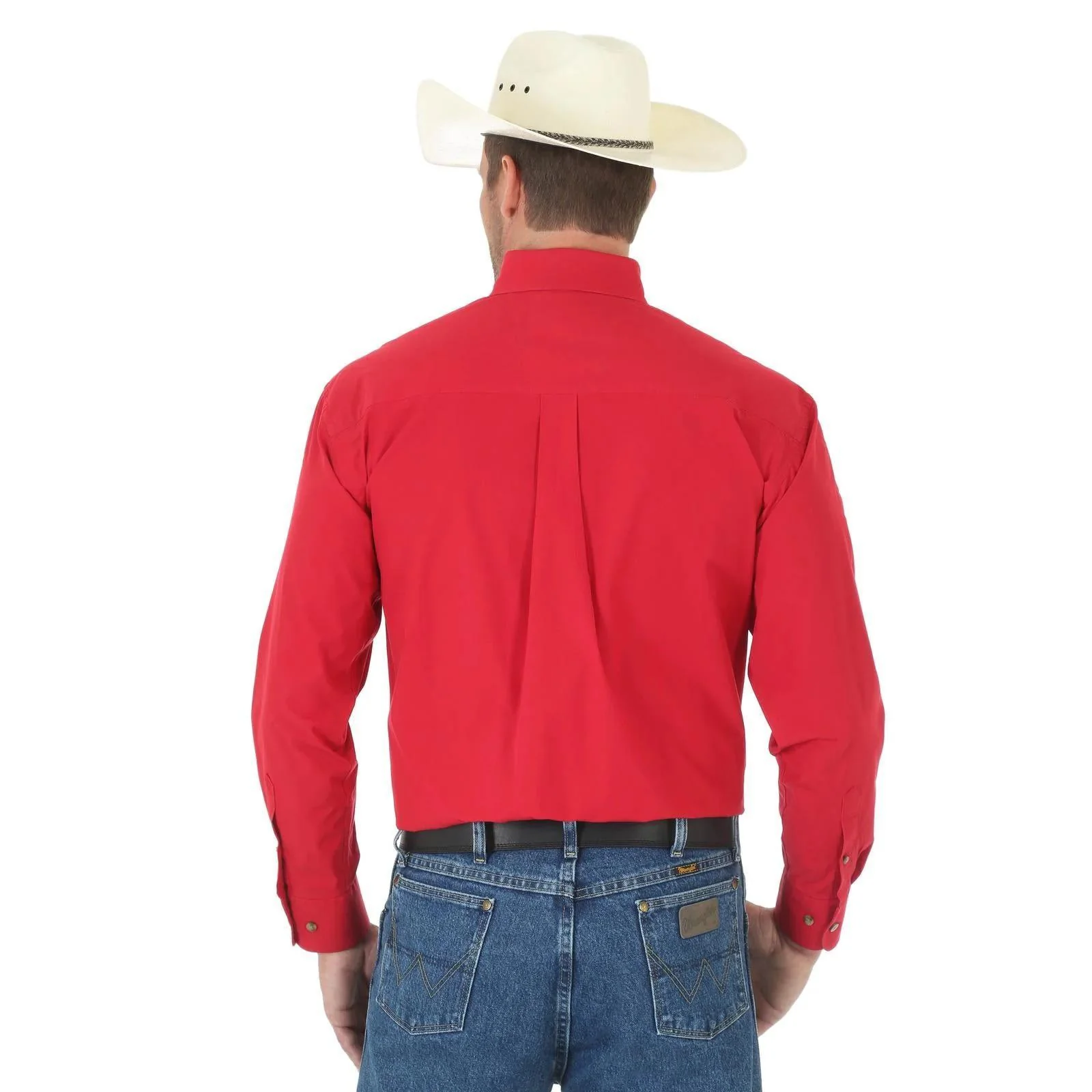Wrangler Men's George Straight Collection, Long Sleeve Shirt in Red - Image 2