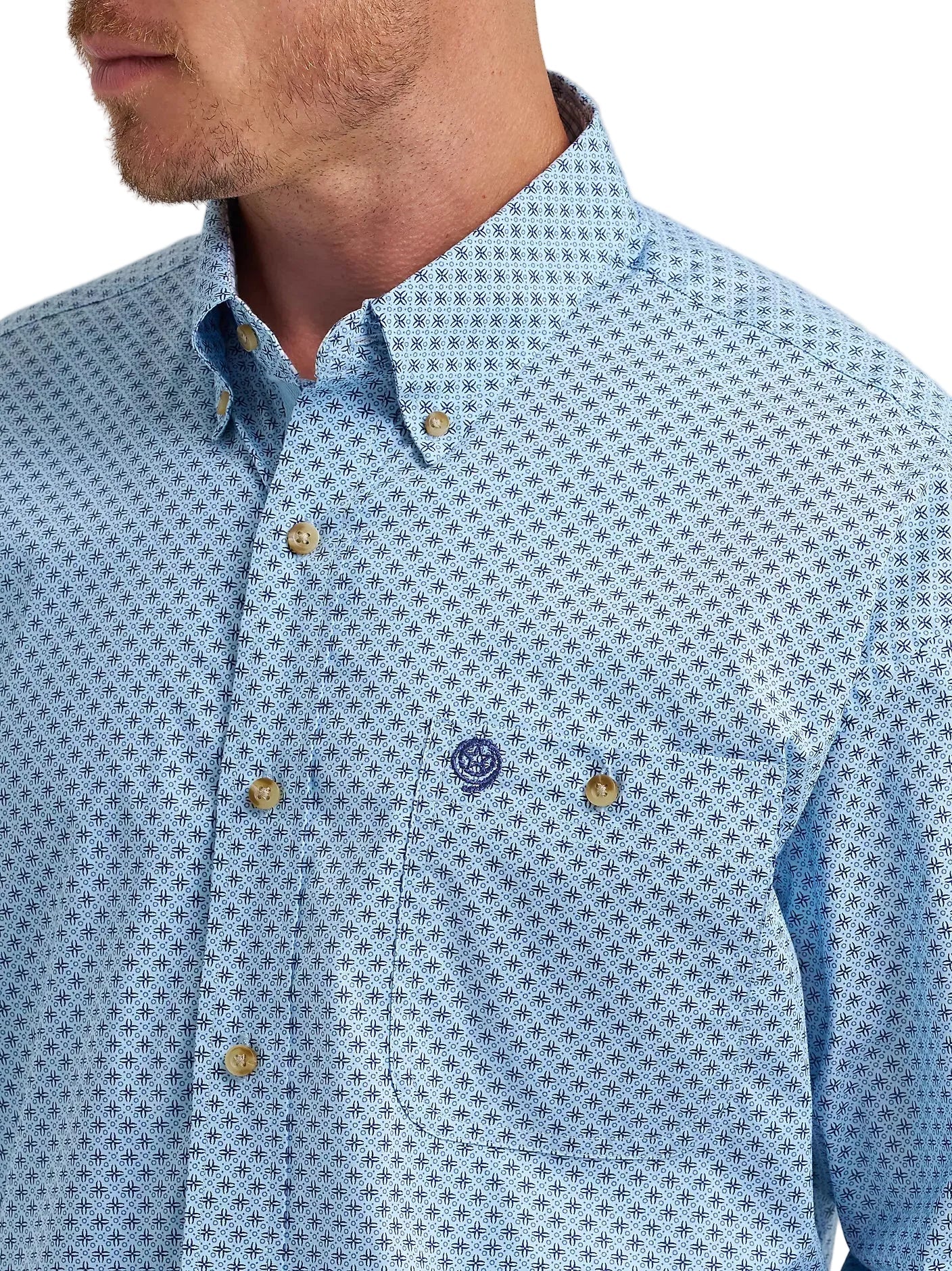 Wrangler Men's George Strait One Pocket Long Sleeve Shirt