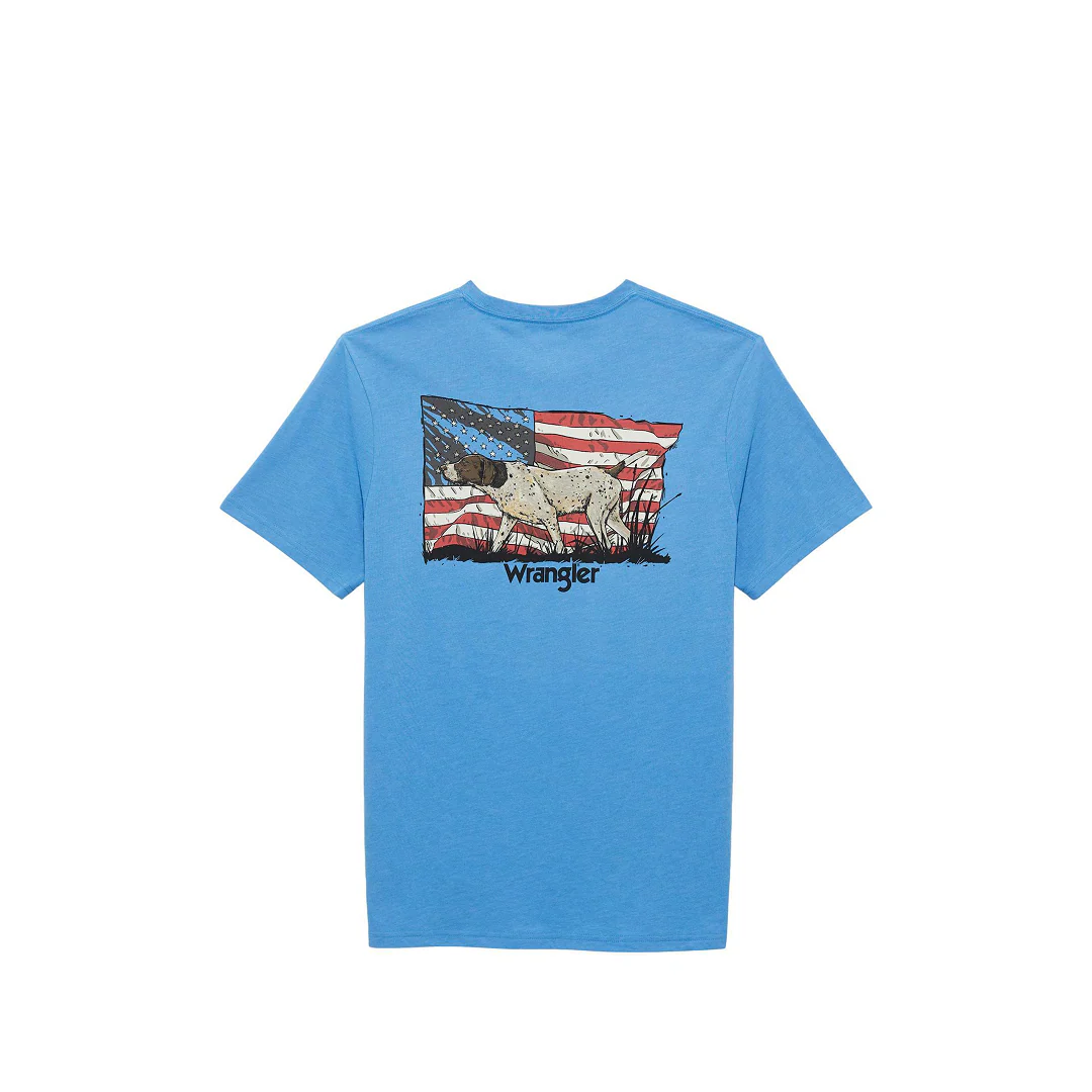 Wrangler Men's Graphic Short Sleeve T-Shirt In Azure Blue Heather - Image 2