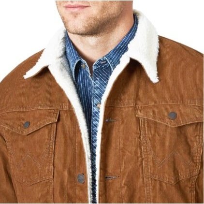 Wrangler Men's Jacket Corduroy Sherpa Lined Tan - Image 3