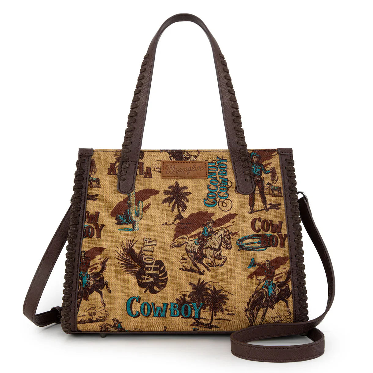 Wrangler Vintage Retro Cowboy Cool Print Concealed Carry Satchel/Crossbody - Dark Yellow