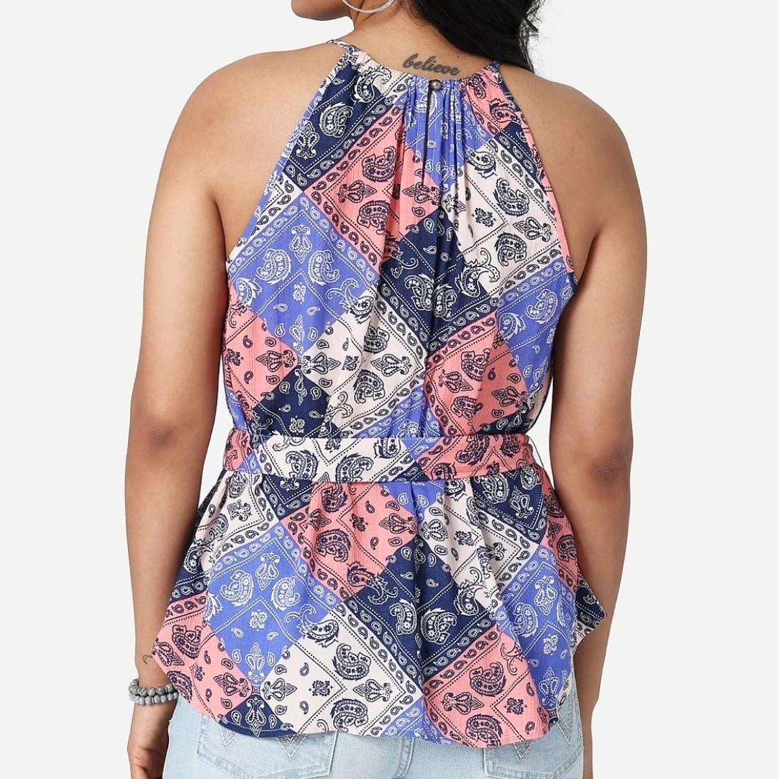 Wrangler Women’s Top Belted Tank Halter Goddess Neck CLEARANCE - Image 2