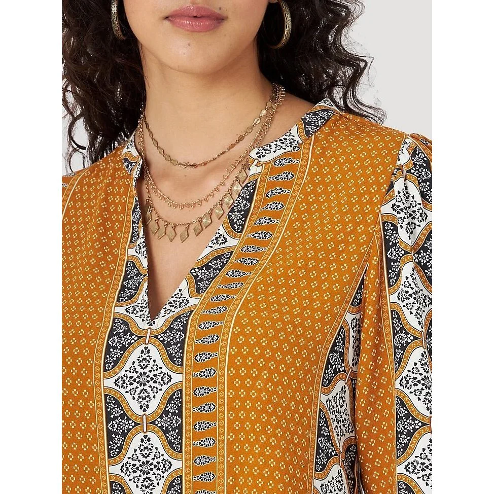 Wrangler Women’s Blouse Peasant Retro® Split Neck Printed - Image 3