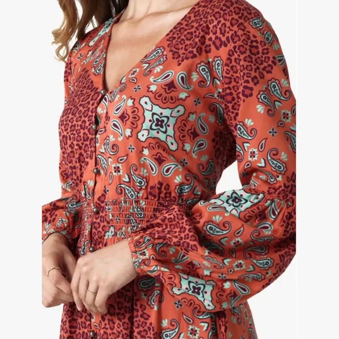 Wrangler Women’s Dress Retro Long Sleeve Button Down Ruffles - Image 3
