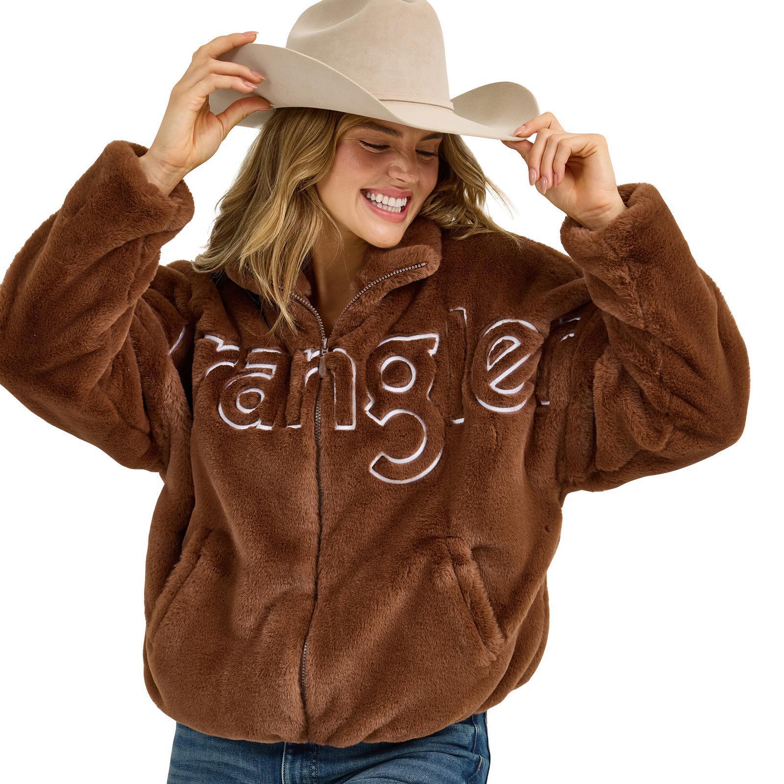 Wrangler Women's Retro® Logo Fur Jacket - Brown - Image 5