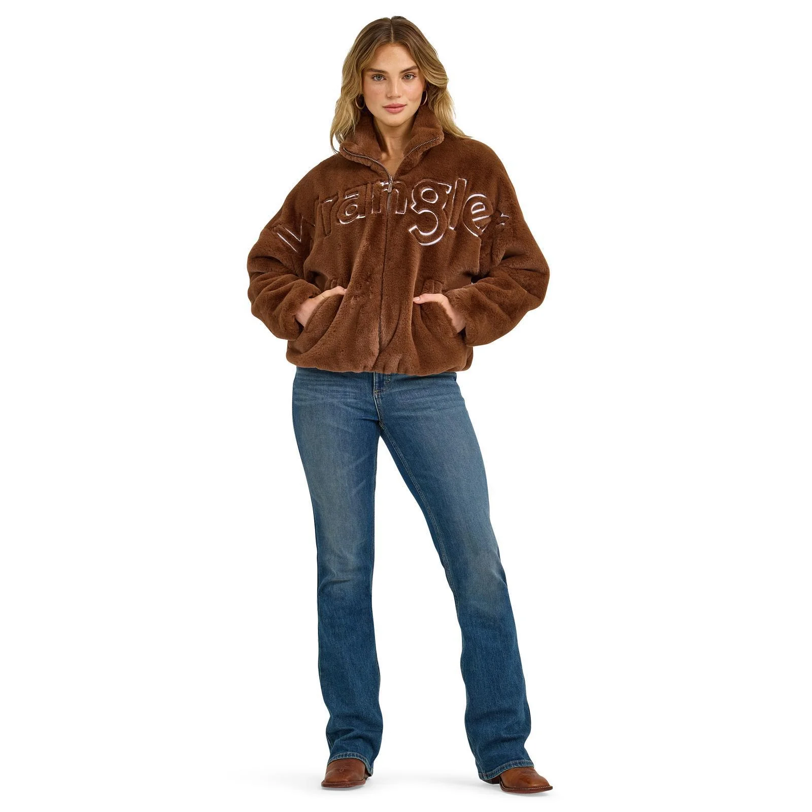 Wrangler Women's Retro® Logo Fur Jacket - Brown - Image 7