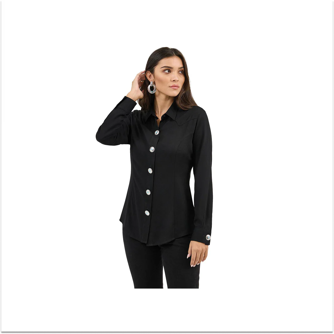 Wrangler Women's Party Western Snap Shirt Black - Image 4