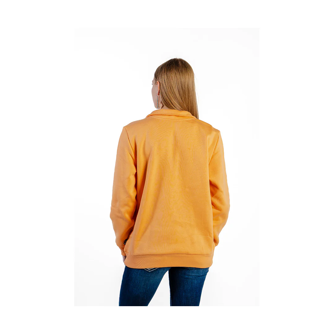 Wrangler Women's Retro Americana Sweatshirt 1/4 Zip In Orange - Image 4