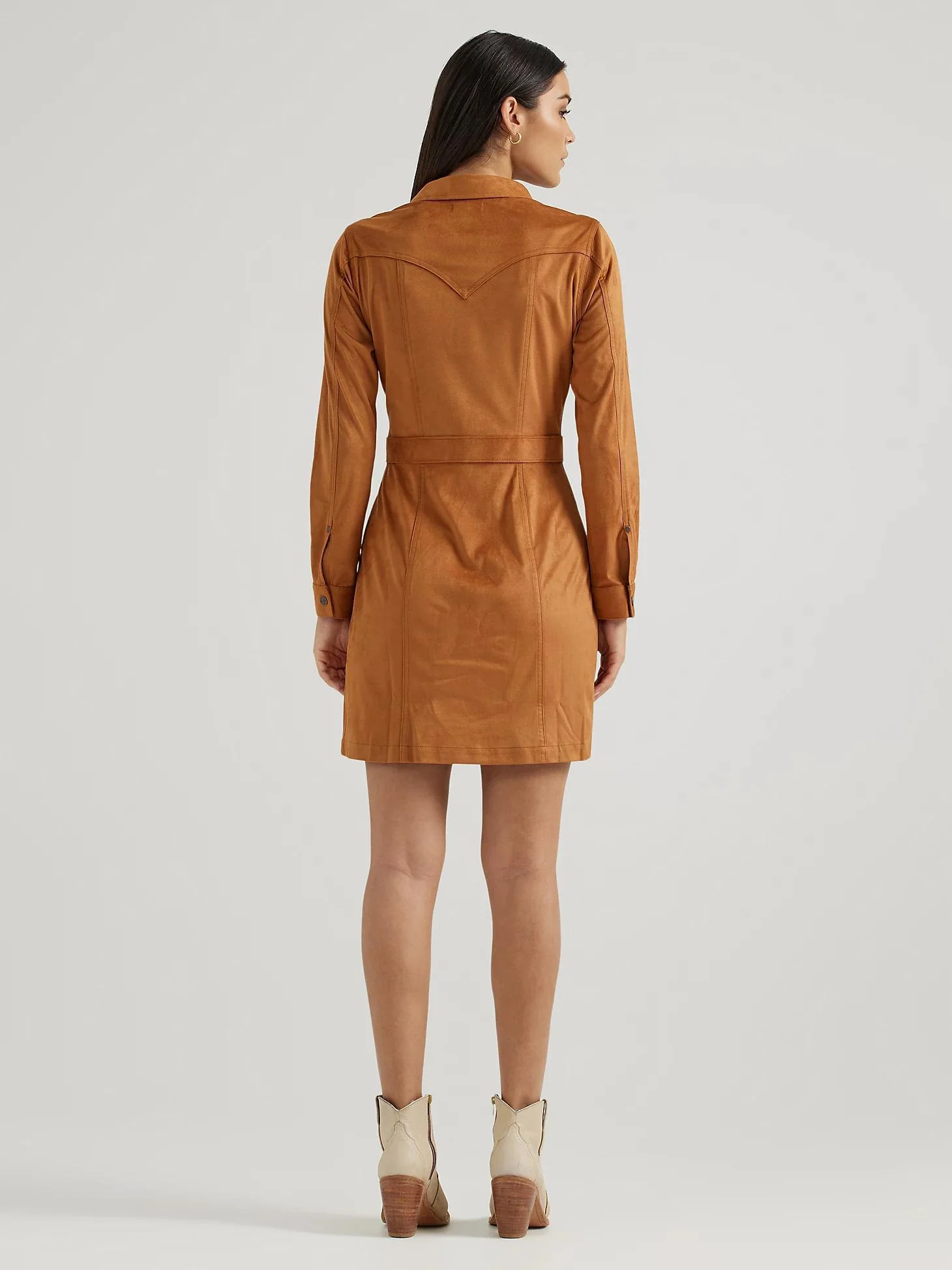 Wrangler Women's Retro Western Vintage Snap Shirt Dress Brown - Image 4
