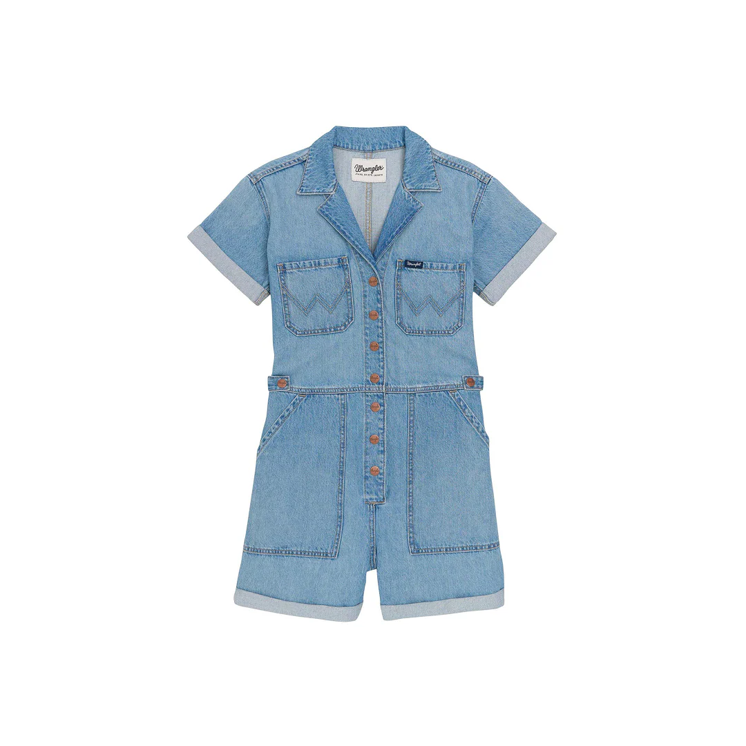 Wrangler Women's Wrangler Retro Punchy Denim Snap Romper Light Denim