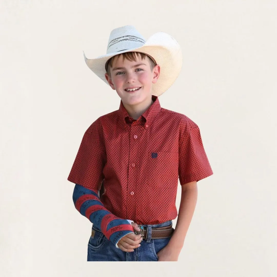 Cinch Boy's Red Dot Print Button Down Shirt - Image 2